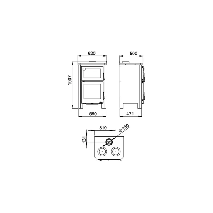 Poêle à bois avec four et plaque de cuisson Pramoda - 9 Kw – Image 3
